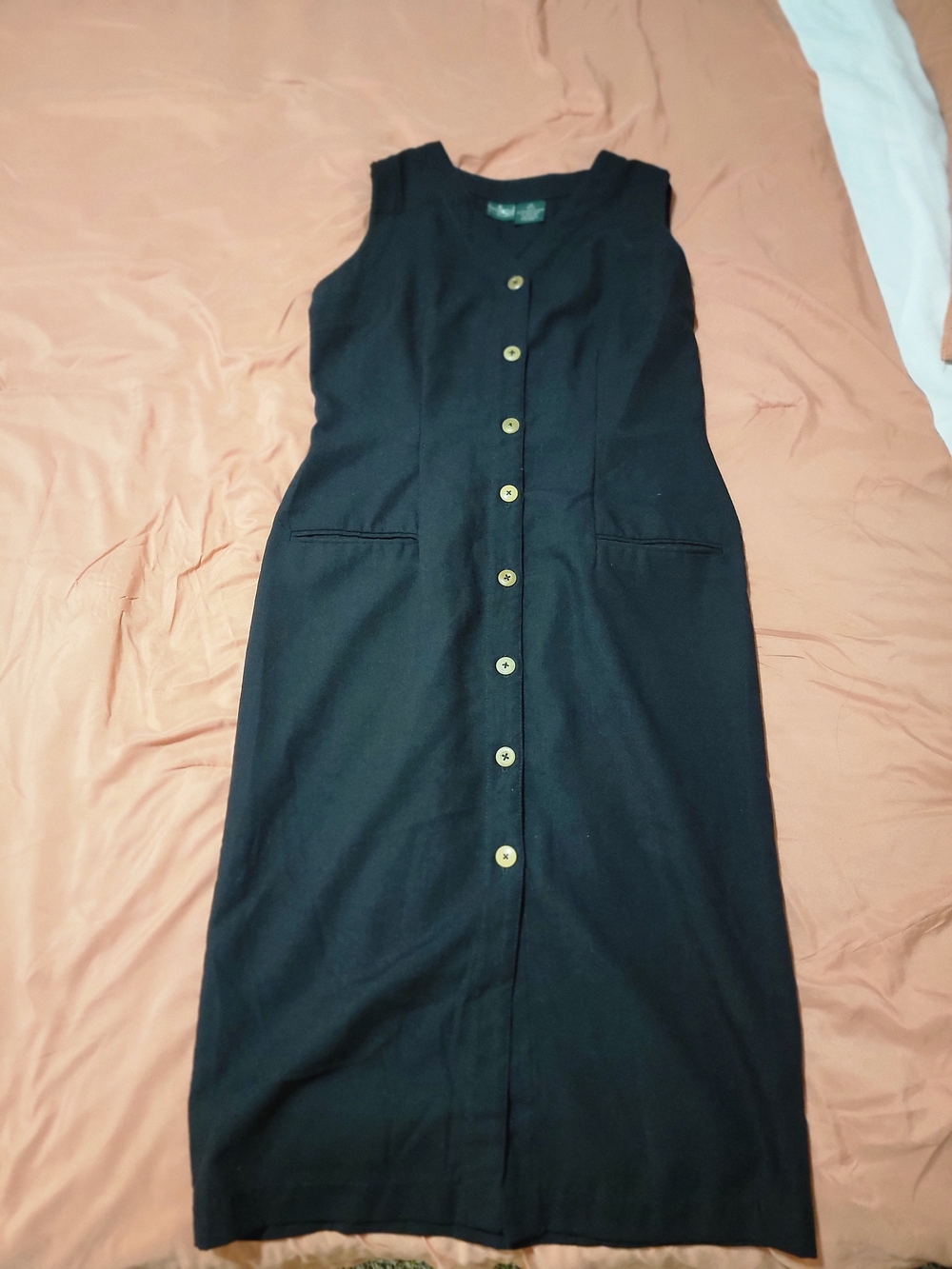 Hunt Club Black Sleeveless Button-Front Midi Dress